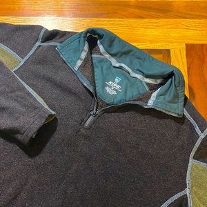 Kuhl mens M Medium brown 1/4 zip fleece pullover sweater EUC